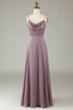 Load image into Gallery viewer, Spaghetti Straps Beaded Dusty Pink Bridesmaid Dress