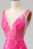 Fuchsia Mermaid Prom Dress with Sequins