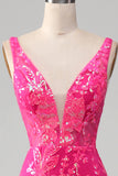 Fuchsia Mermaid Prom Dress with Sequins