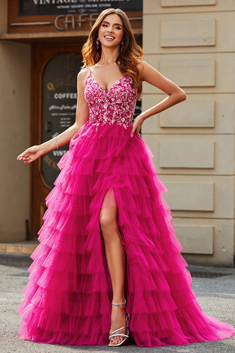 A Line Spaghetti Straps Lilac Corset Prom Dress with Appliques