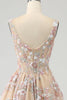 Load image into Gallery viewer, Luxurious A Line Square Neck Champagne Corset Prom Dress with Appliques