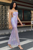 Load image into Gallery viewer, Trendy Sheath Spaghetti Straps Light Purple Long Prom Dress with Backless