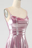 Load image into Gallery viewer, Stunning A Line Spaghetti Straps Pink Long Prom Dress with Split Front