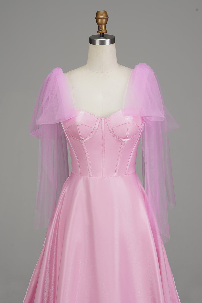 ZAPAKA Women Pink Prom Corset Dress A-Line Spaghetti Straps Party Dress –  Zapaka CA