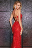 Load image into Gallery viewer, Sparkly Mermaid Spaghetti Straps Red Sequins Long Prom Dress with Criss Cross Back