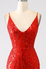 Load image into Gallery viewer, Glitter Red Mermaid Long Sequins Prom Dress with Slit