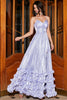 Load image into Gallery viewer, Stunning A Line Spaghetti Straps Lavender Corset Prom Dress with Slit
