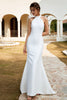 Load image into Gallery viewer, White Mermaid Halter Open Back Wedding Dress