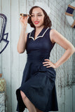 Navy Blue 1950s Style Dress