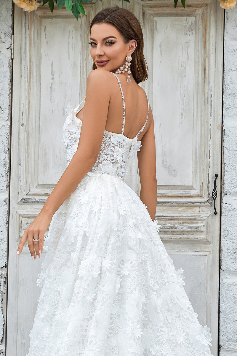 Corset Bodice Spaghetti Straps A Line Lace Wedding Dress Bridal Gown WD651