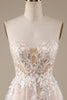Load image into Gallery viewer, Champagne Tulle Detachable Off the Shoulder Wedding Dress with Lace