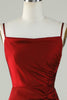 Load image into Gallery viewer, Spaghetti Straps Burgundy Long Bridesmaid Dress with Split Front