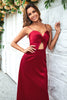 Load image into Gallery viewer, A Line Spaghetti Straps Burgundy Tea Length Bridesmaid Dress with Hollow Out