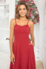 Load image into Gallery viewer, Simple A Line Spaghetti Straps Burgundy Long Bridesmaid Dress