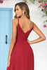 Load image into Gallery viewer, Simple A Line Spaghetti Straps Burgundy Long Bridesmaid Dress with Ruffles