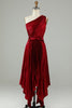 Load image into Gallery viewer, Asymmetrical One Shoudler Burgundy Bridesmaid Dress