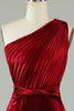 Load image into Gallery viewer, Asymmetrical One Shoudler Burgundy Bridesmaid Dress