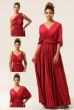 Beauty A-Line Halter Neck Burgundy Long Bridesmaid Dress with Criss Cross Back