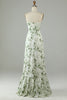 Load image into Gallery viewer, Asymmetrical Strapless Printed Green Long Bridesmaid Dress