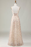 A-Line Sweetheart Champagne Flower Bridesmaid Dress