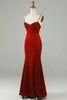 Load image into Gallery viewer, Mermaid Spaghetti Straps Burgundy Long Bridesmaid Dress with Slit