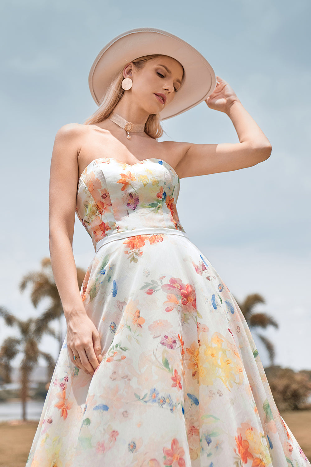 Charming A Line Sweetheart Ivory Floral Sweep Train Bridal Dress with Sleeves