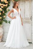 Ivory Detachable Watteau Train Tulle Wedding Dress