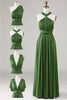 Load image into Gallery viewer, Olive Green Spandex Convertible Wear Long Bridesmaid Dress