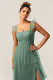 Detachable Straps A Line Eucalyptus Bridesmaid Dress