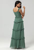 Load image into Gallery viewer, Classic Elegance A Line Off the Shoulder Eucalyptus Long Bridesmaid Dress
