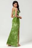 Epitome of Romance Mermaid One Shoulder Olive Velvet Bridesmaid Dress