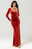 Load image into Gallery viewer, Keeper of My Heart Mermaid Terracotta Bridesmaid Dress with Long Sleeves