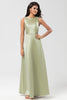 Load image into Gallery viewer, Satin Green Bridesmaid Dress with Pleated