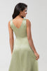 Load image into Gallery viewer, Satin Green Bridesmaid Dress with Pleated