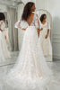Load image into Gallery viewer, Ivory Batwing Sleeves Lace Sweep Train Wedding Dress