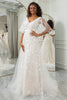 Load image into Gallery viewer, Ivory Batwing Sleeves Lace Sweep Train Wedding Dress