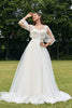 Load image into Gallery viewer, Ivory Puff Sleeves Corset Wedding Dress with 3D Flowers