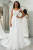 Load image into Gallery viewer, Ivory Scoop Neck Boho Chiffon Wedding Dress with Lace