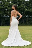 Simple Ivory Mermaid Backless Boho Wedding Dress