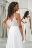 Load image into Gallery viewer, Ivory A-Line Chiffon Sweep Train Wedding Dress with Lace