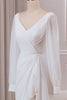 Load image into Gallery viewer, Ivory V-neck Long Sleeves A-line Chiffon Bridal Dress