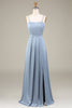 Load image into Gallery viewer, Dusty Blue A-Line Spaghetti Straps Satin Long Bridesmaid Dress