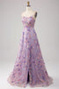 Load image into Gallery viewer, Mauve A-Line Spaghetti Straps Long Prom Dress with Appliques