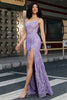 Load image into Gallery viewer, Stylish Mermaid Spaghetti Straps Lilac Long Prom Dress with Slit
