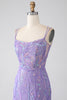 Load image into Gallery viewer, Mermaid Lace-Up Back Lilac Sequins Prom Dress with Slit