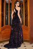 Load image into Gallery viewer, Sparkly Mermaid One Shoulder Black Sequins Long Prom Dress with Slit