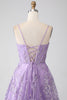 Load image into Gallery viewer, A-Line Spaghetti Straps Lilac Corset Prom Dress with Sequins