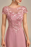 Dusty Rose A-Line Tea-Length Mother of the Bride Dress With Sequins