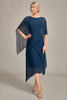 Load image into Gallery viewer, Navy Chiffon A-line Scoop Neck Mother of the Bride Dress