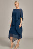 Load image into Gallery viewer, Navy Chiffon A-line Scoop Neck Mother of the Bride Dress